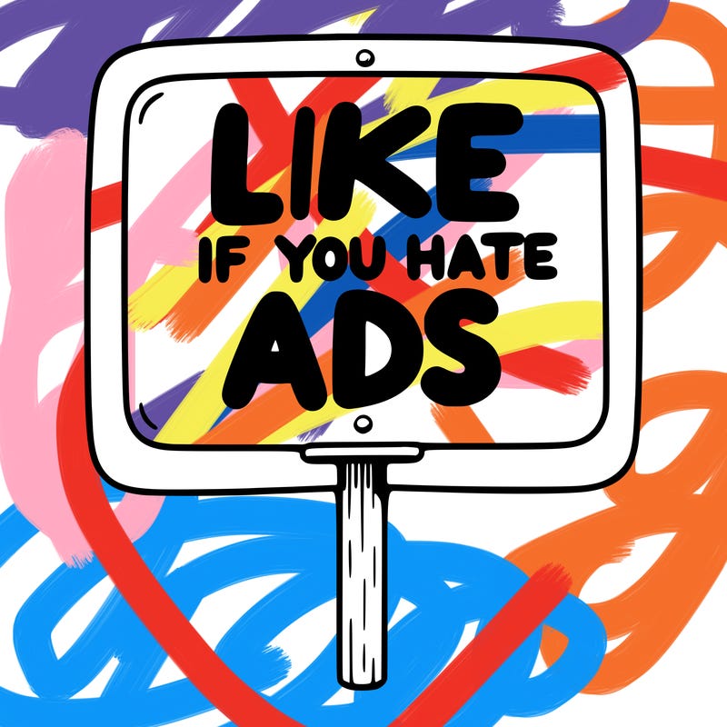 a sign that says like if you hate ads
