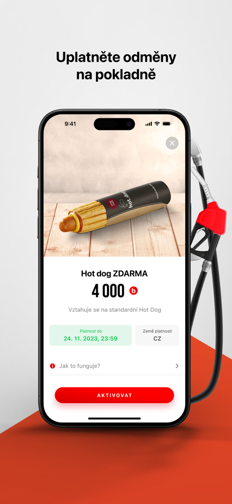 ORLEN mobile app showing a free hot dog loyalty reward for 4000 points