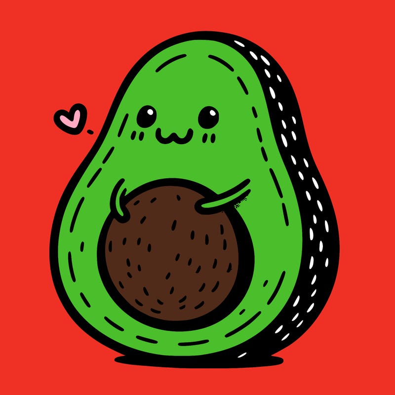 an avocado hugging an avocado