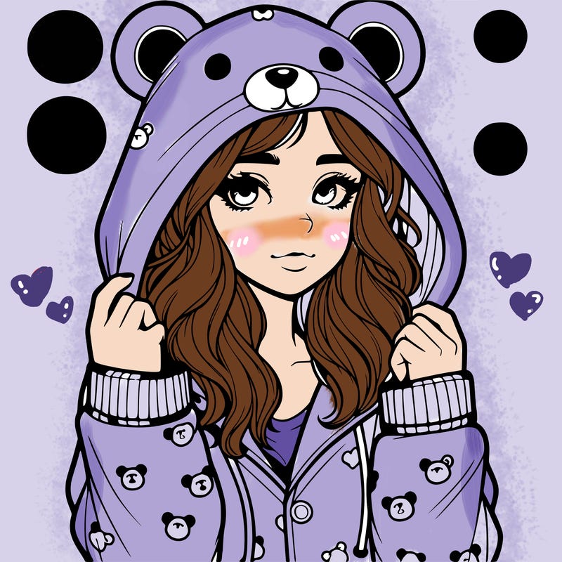 realistic girl in a animal pjs hoodie