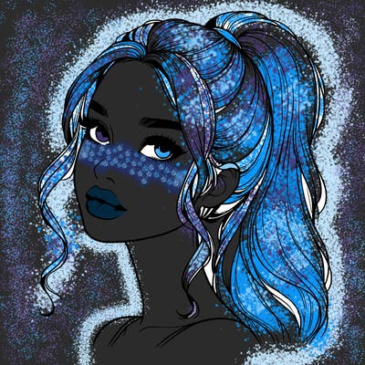 realistic girl with a ponytail on her hair and lips