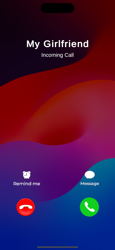 Fake Police Video Call - A simulated incoming call screen on an iPhone showing a call from My Girlfriend with accept and decline buttons