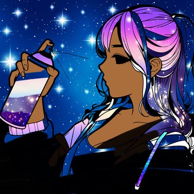 a realistic girl spray, painting