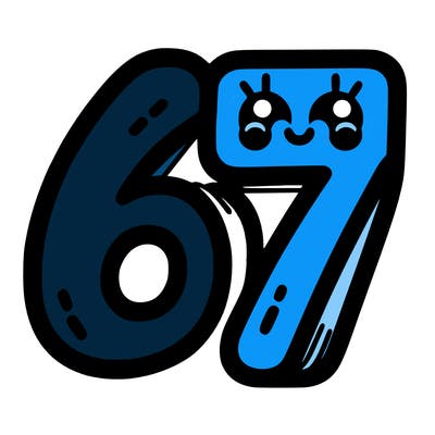 the numbers 67