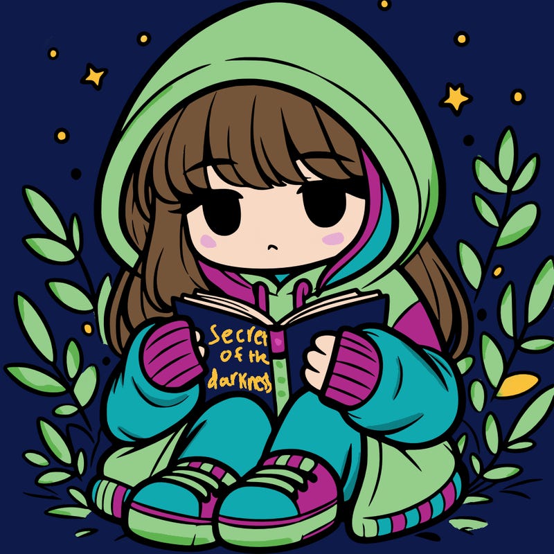 girl in oversized hoodie reading a book