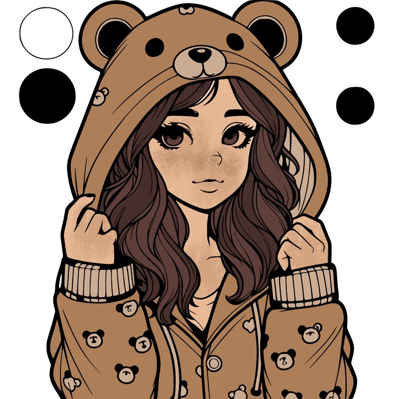 realistic girl in a animal pjs hoodie