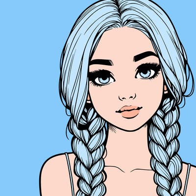 realistic girl with braids