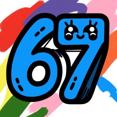 the numbers 67