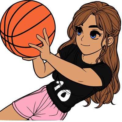 realistic girl playing basketball