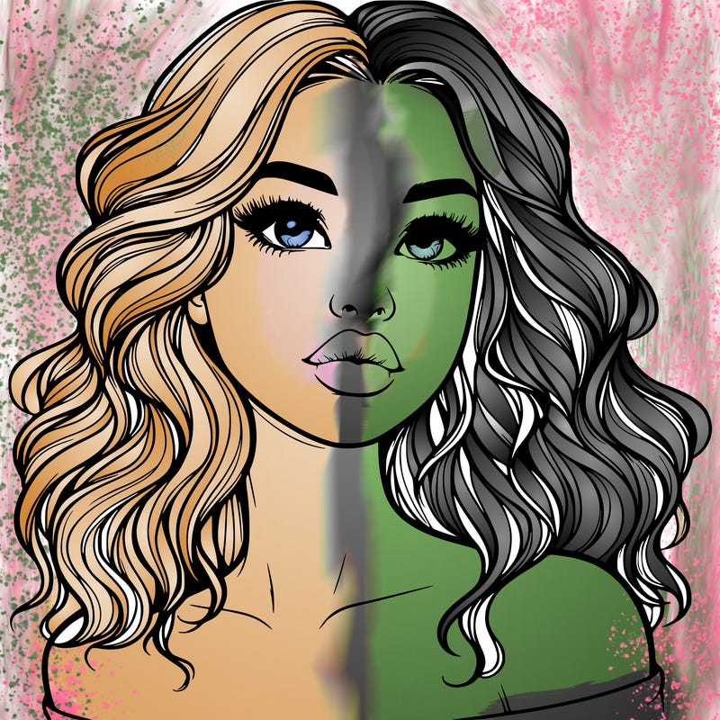 realistic girl with wavy hair and lips