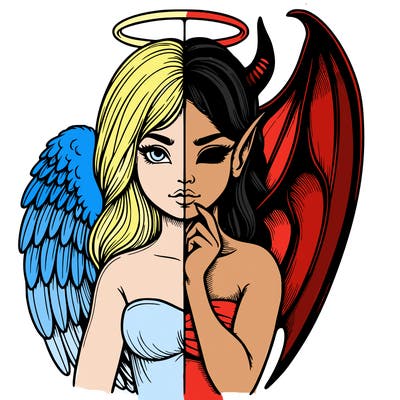 realistic angel half demon