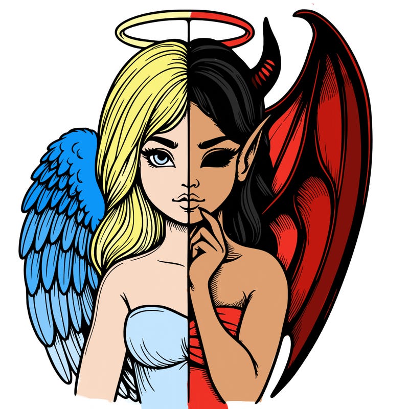 realistic angel half demon