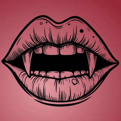 lips with vampire teeth