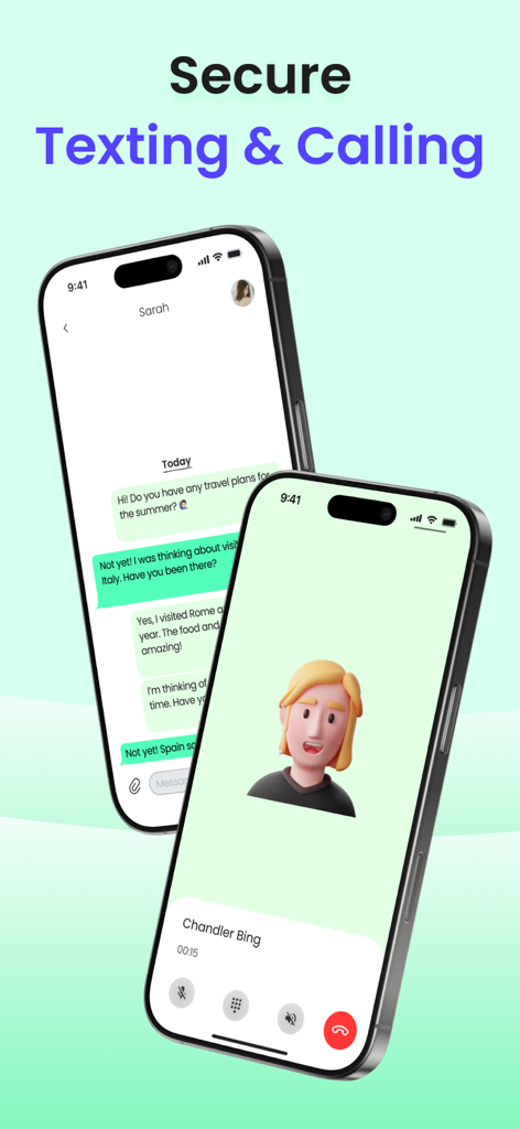 ACR Call Recorder · 2nd Line - Two mobile phones displaying the secure texting and calling interface for a second phone line