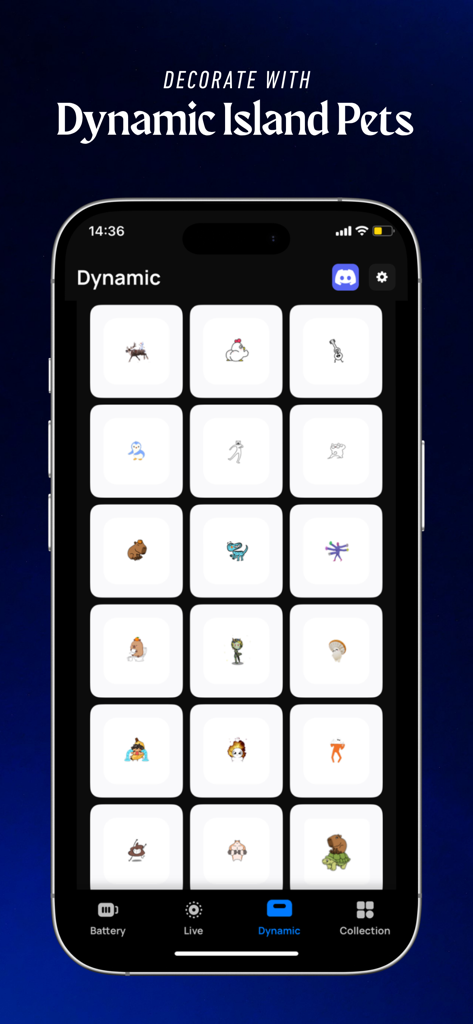 Charging Animation - Chimomo - Uma grade de personagens animados fofos para decorar a Ilha Dinâmica do iPhone dentro da interface do aplicativo Chimomo