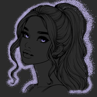 realistic girl with a ponytail on her hair and lips