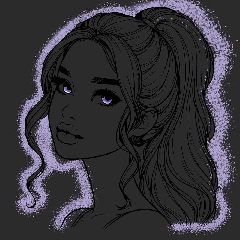 realistic girl with a ponytail on her hair and lips