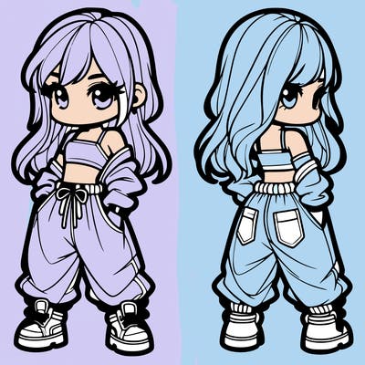 girl in crop top and baggy pants