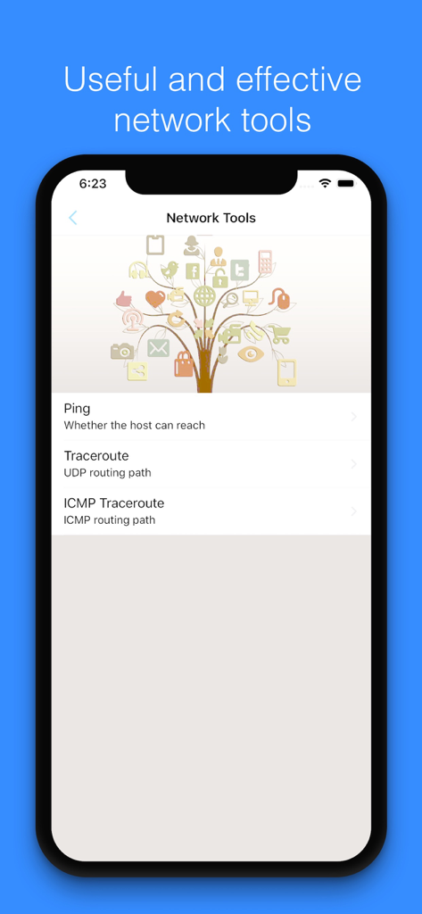 WiFi Around - Nearby Hotspots - WiFi Around app screenshot showing network diagnostic tools including Ping and Traceroute.