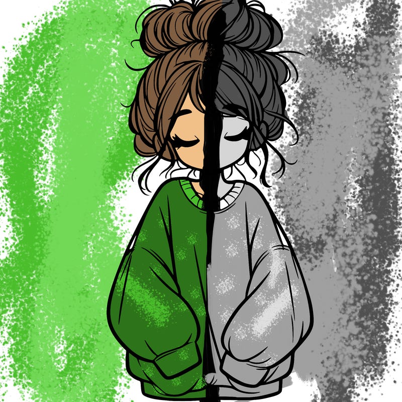 girl with baggy sweatshirt and messy bun