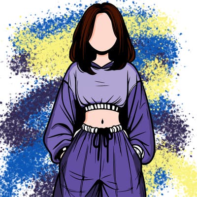 realistic girl faceless with baggy pants and a crop top