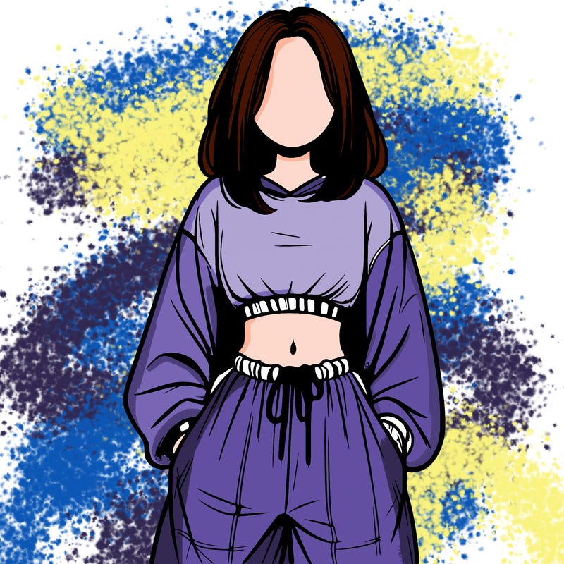 realistic girl faceless with baggy pants and a crop top