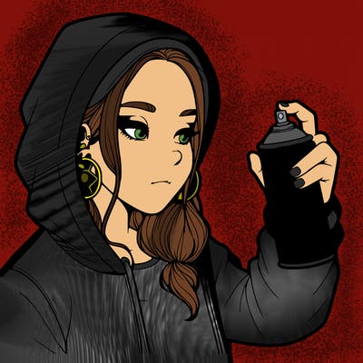 a realistic girl, spray painting