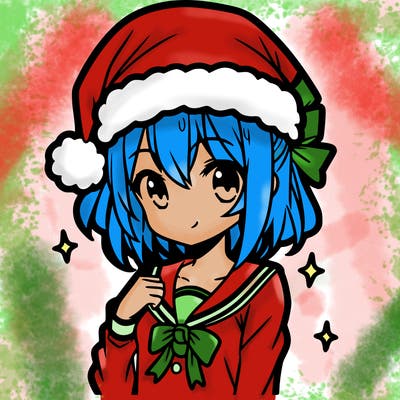anime girl wearing a santa hat