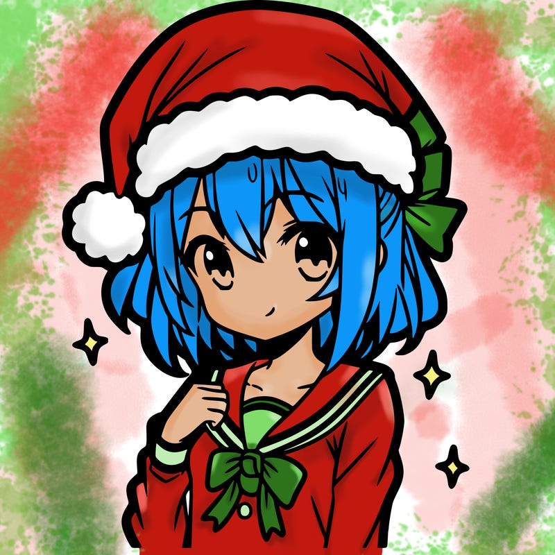 anime girl wearing a santa hat