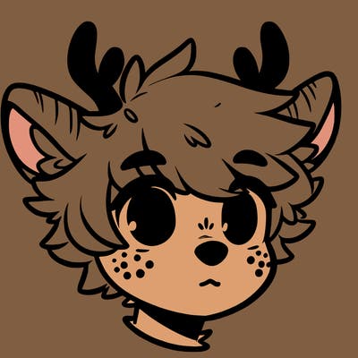 a humanoid deer with soft fluffy ears