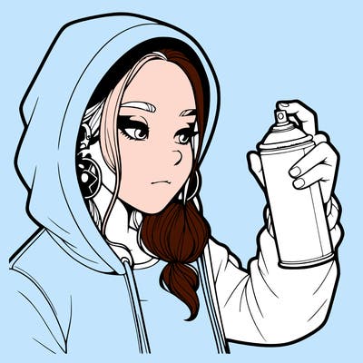 a realistic girl, spray painting