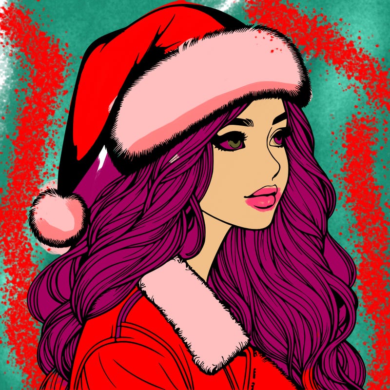 realistic girl in santa hat
