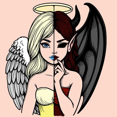 realistic angel half demon