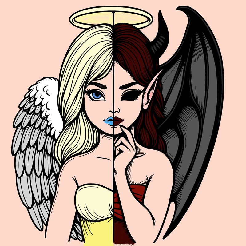 realistic angel half demon