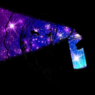 a realistic girl, spray painting