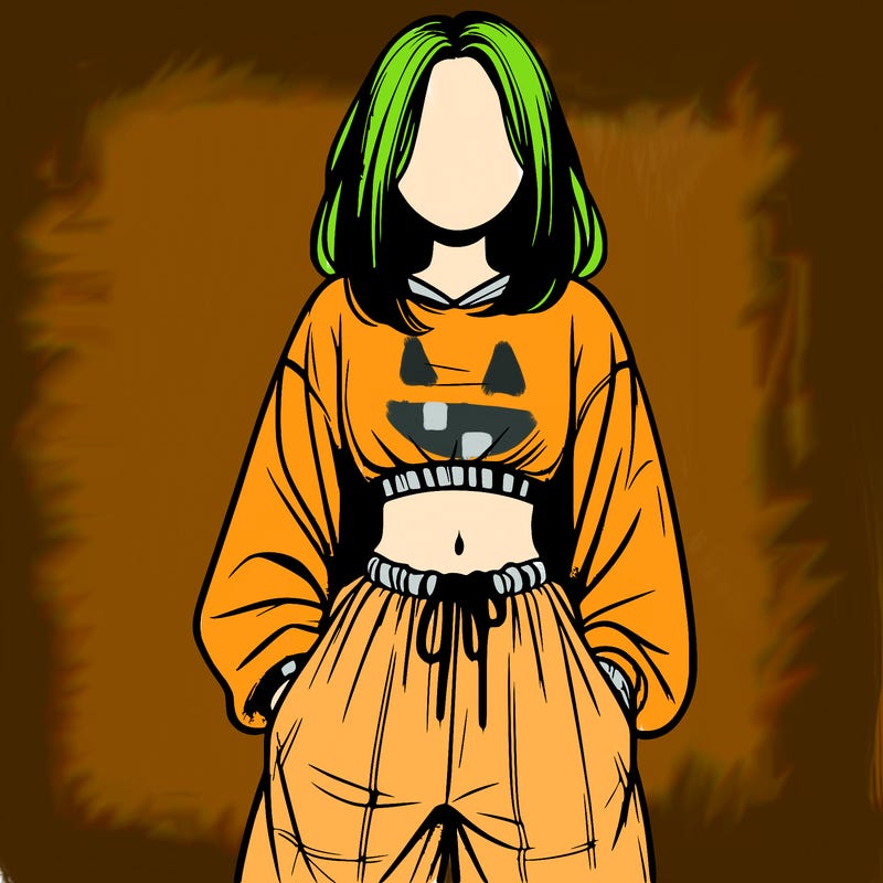 realistic girl faceless with baggy pants and a crop top