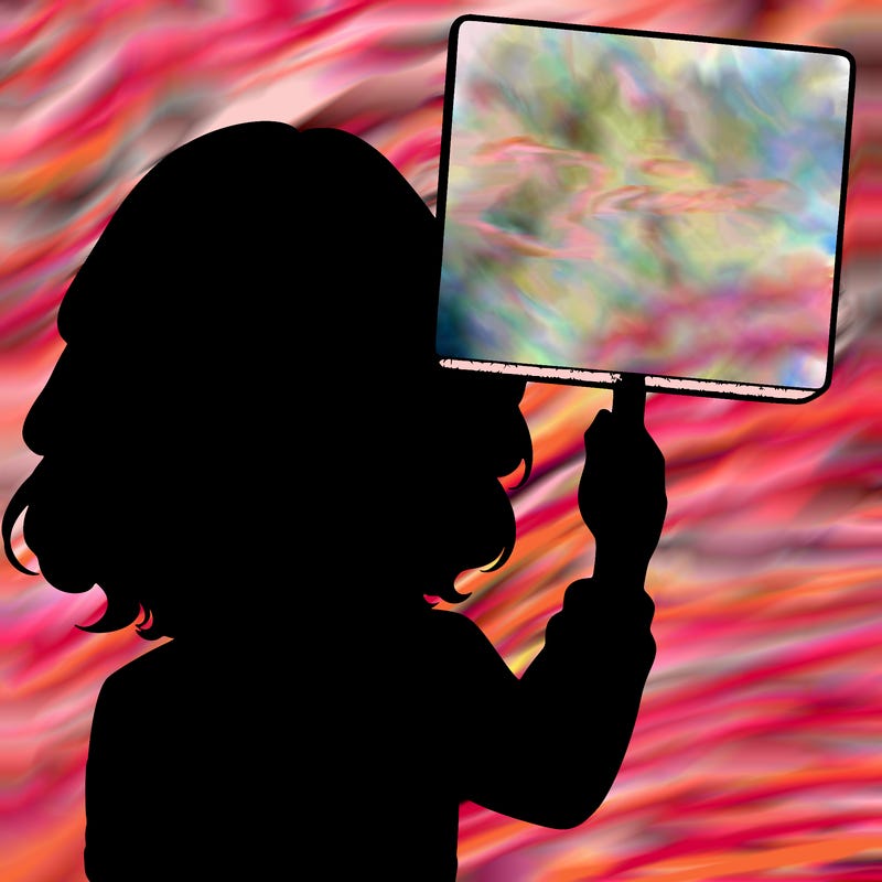 realistic girl holding up a sign