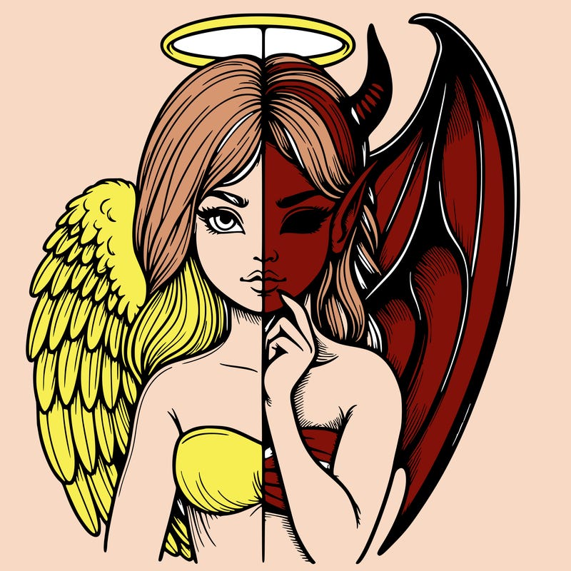 realistic angel half demon