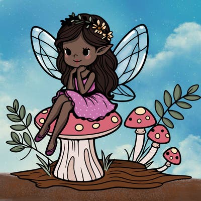 fairy sitting on a mushroom