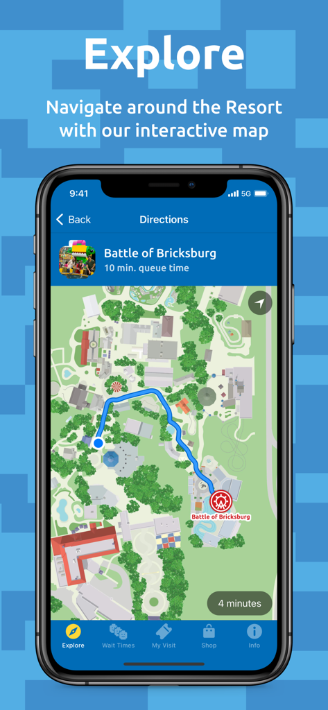 LEGOLAND® Florida Resort - LEGOLANDフロリダリゾートアプリのインタラクティブマップ、経路とアトラクションの待ち時間を表示