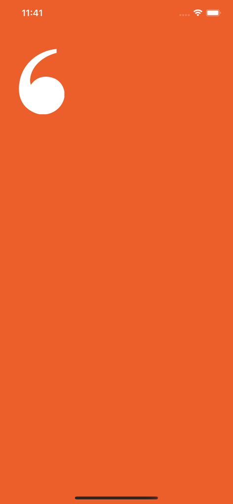 Good Morning Italia news app splash screen featuring a minimalist white logo on an orange background