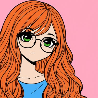 a realistic girl with glasses and long hair