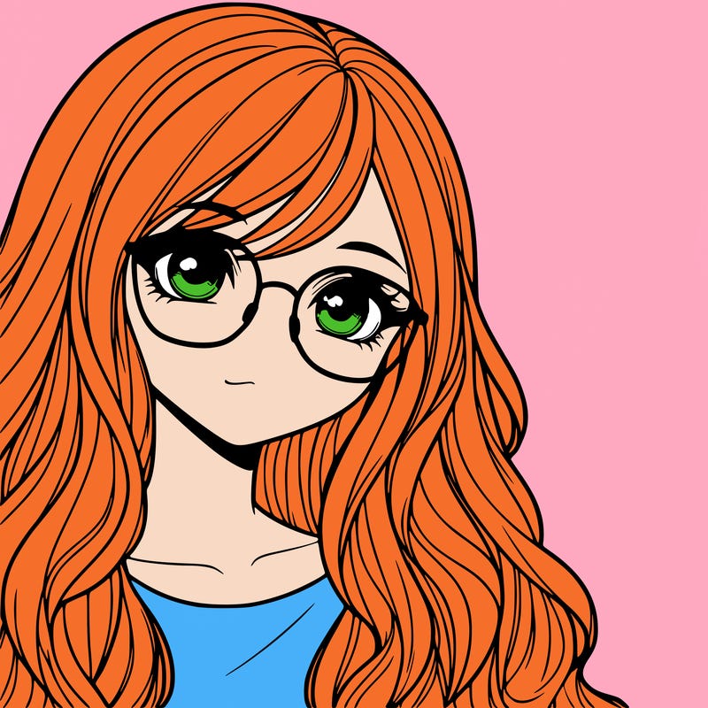 a realistic girl with glasses and long hair
