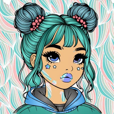 realistic girl with space buns
