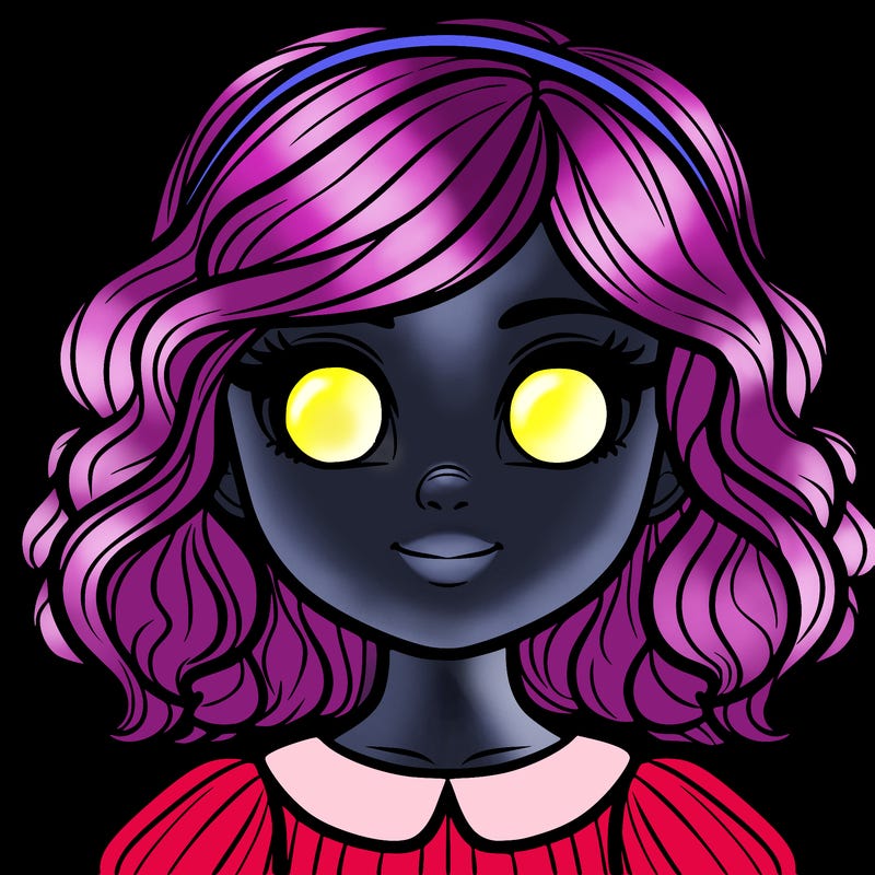 a girl with glowing eyes