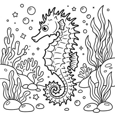 Discover the wonders of the ocean with this adorable spiny seahorse coloring page, specially designed for kids. Young artists will love bringing this friendly underwater creature and its vibrant surroundings to life.