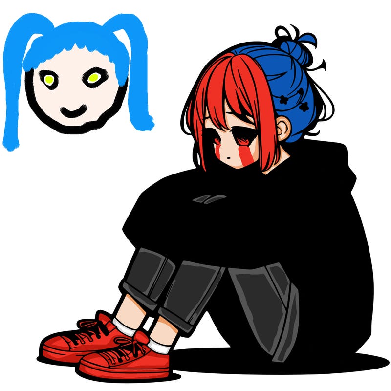 sad anime girl sitting alone