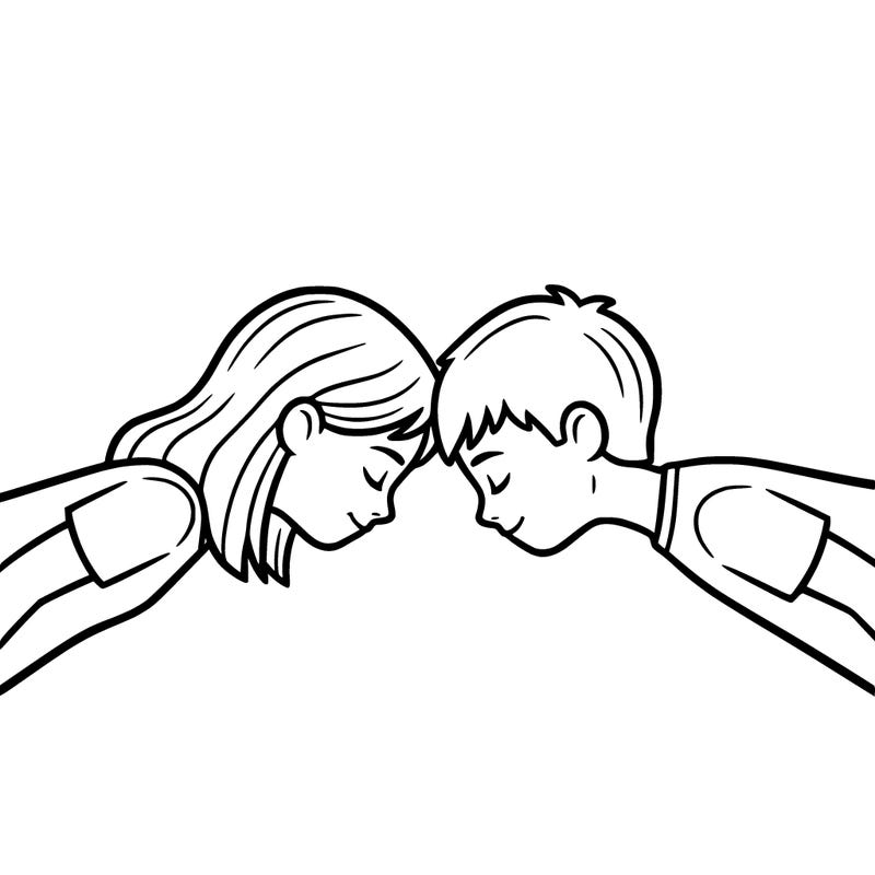 girl and boy turned to each other with there forehead’s against each other’s