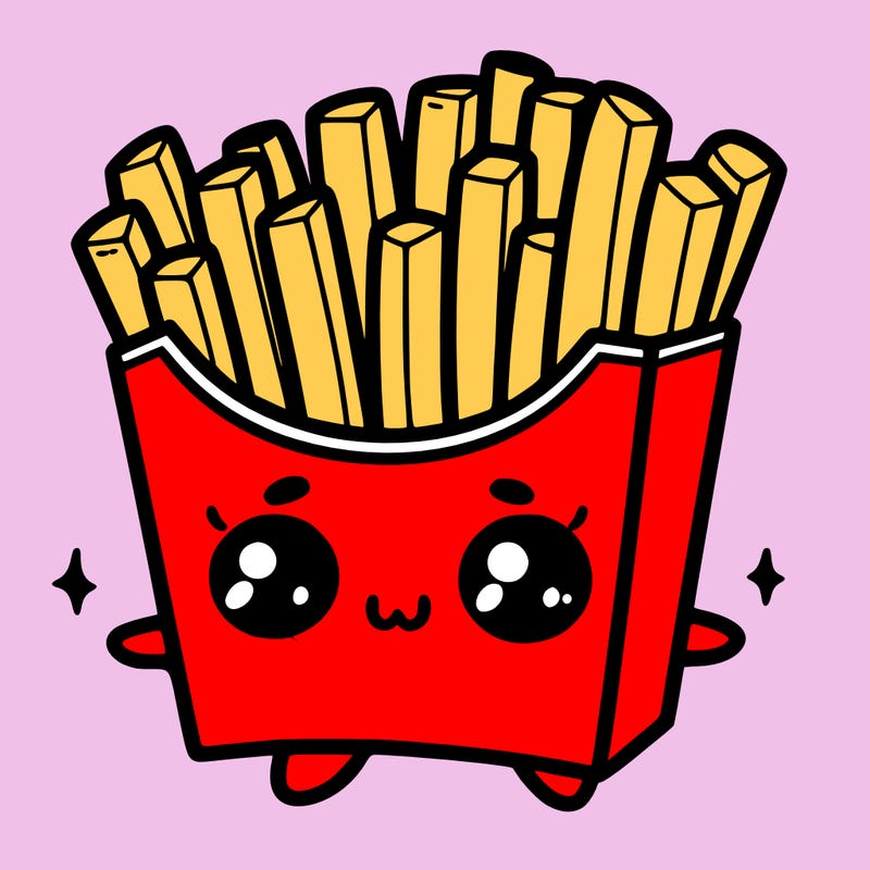 a cute. french fries