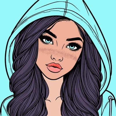 realistic beautiful girl with a hood on